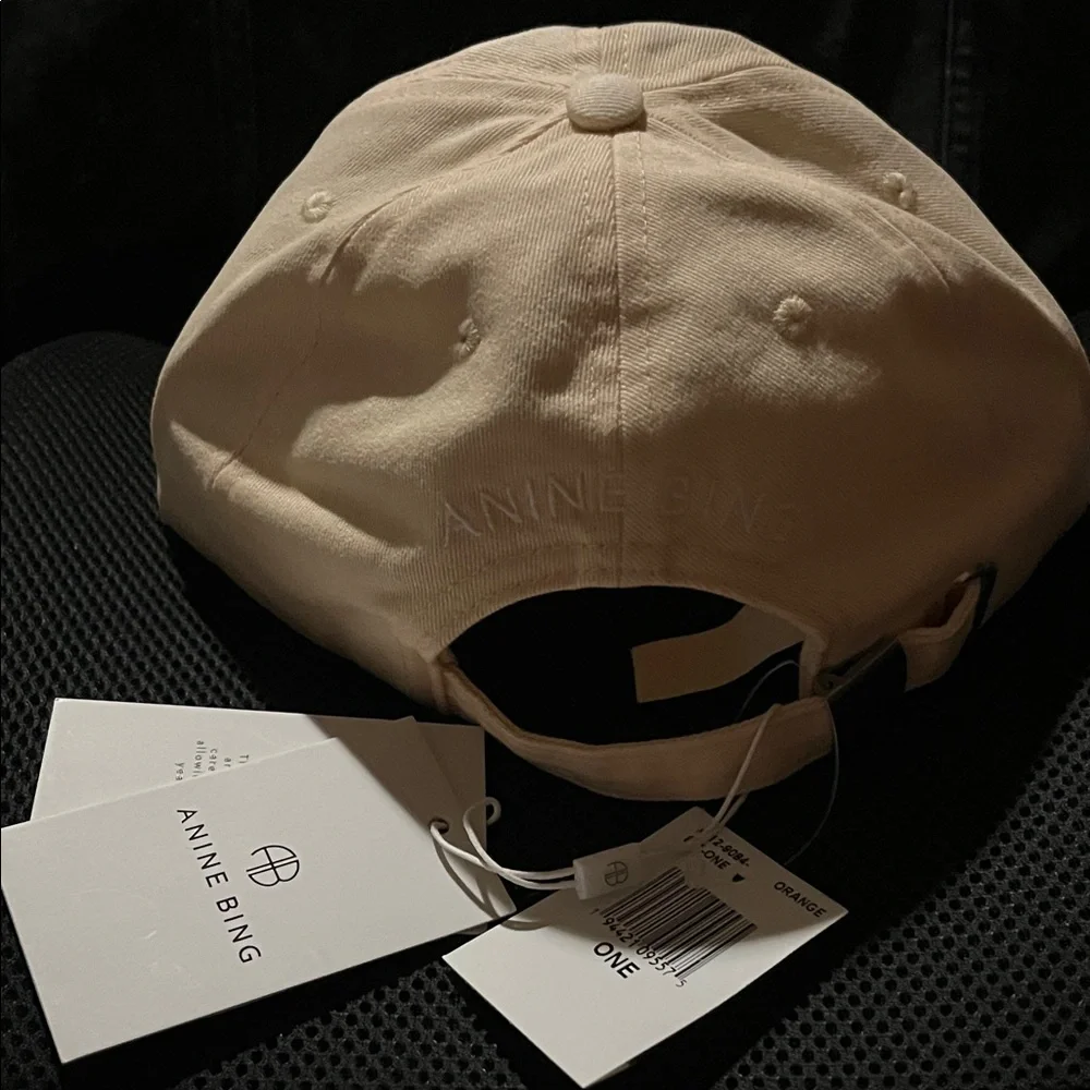 💥 1 DAY SALE 💥 NWT Anine Bing Jeremy Baseball Cap RARE Cream Orange 💯 Cotton - Picture 7 of 13